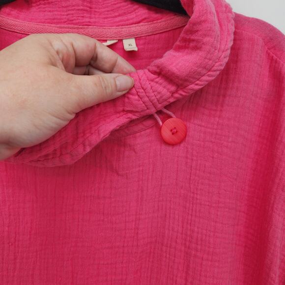 Soft Surroundings Giovinezza Raspberry Pink Slub Cotton Blouse Top Women's XL - Picture 6 of 11
